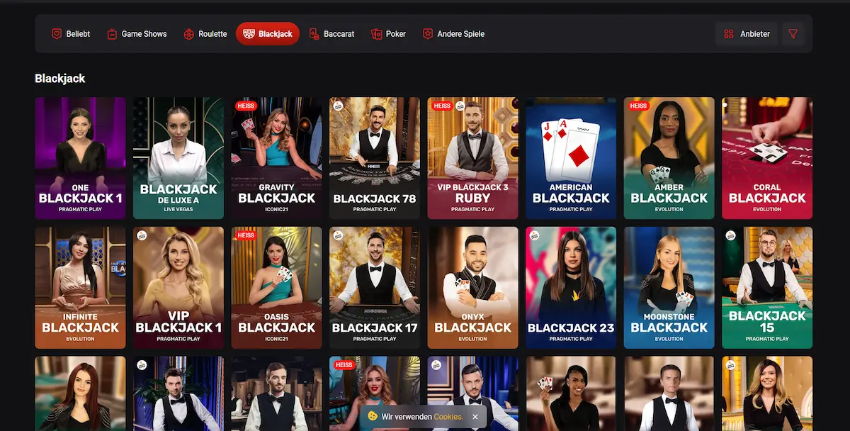 Live-Blackjack-Tisch bei Rollero Casino