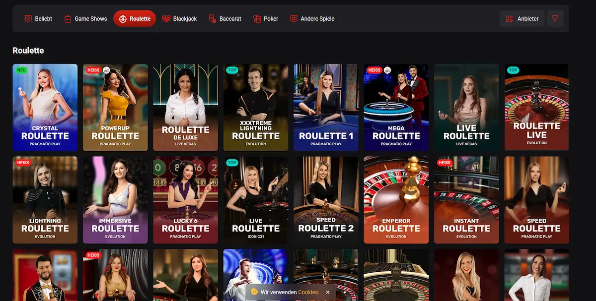 Live-Roulette-Rad im Rollero Live-Casino